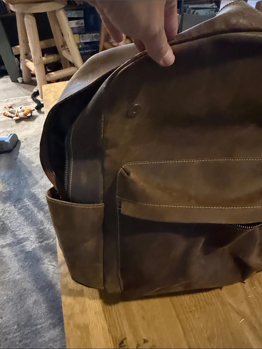 Bullstrap Large Brown Leather Backpack Distressed Full Grain Travel Work Bag